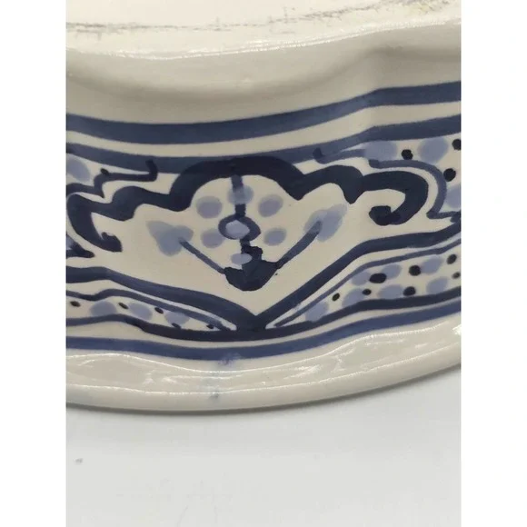 SLAMA  Pottery Since 1965 Blue Multi Color Pan Made In Tunisia - Picture 9 of 10
